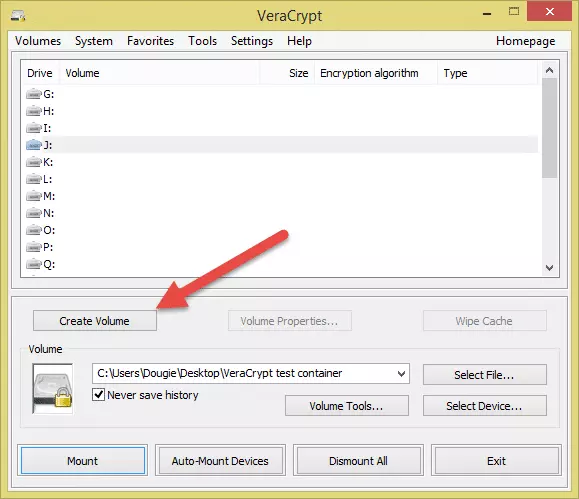 VeraCrypt create encrypted hidden volume on external drive