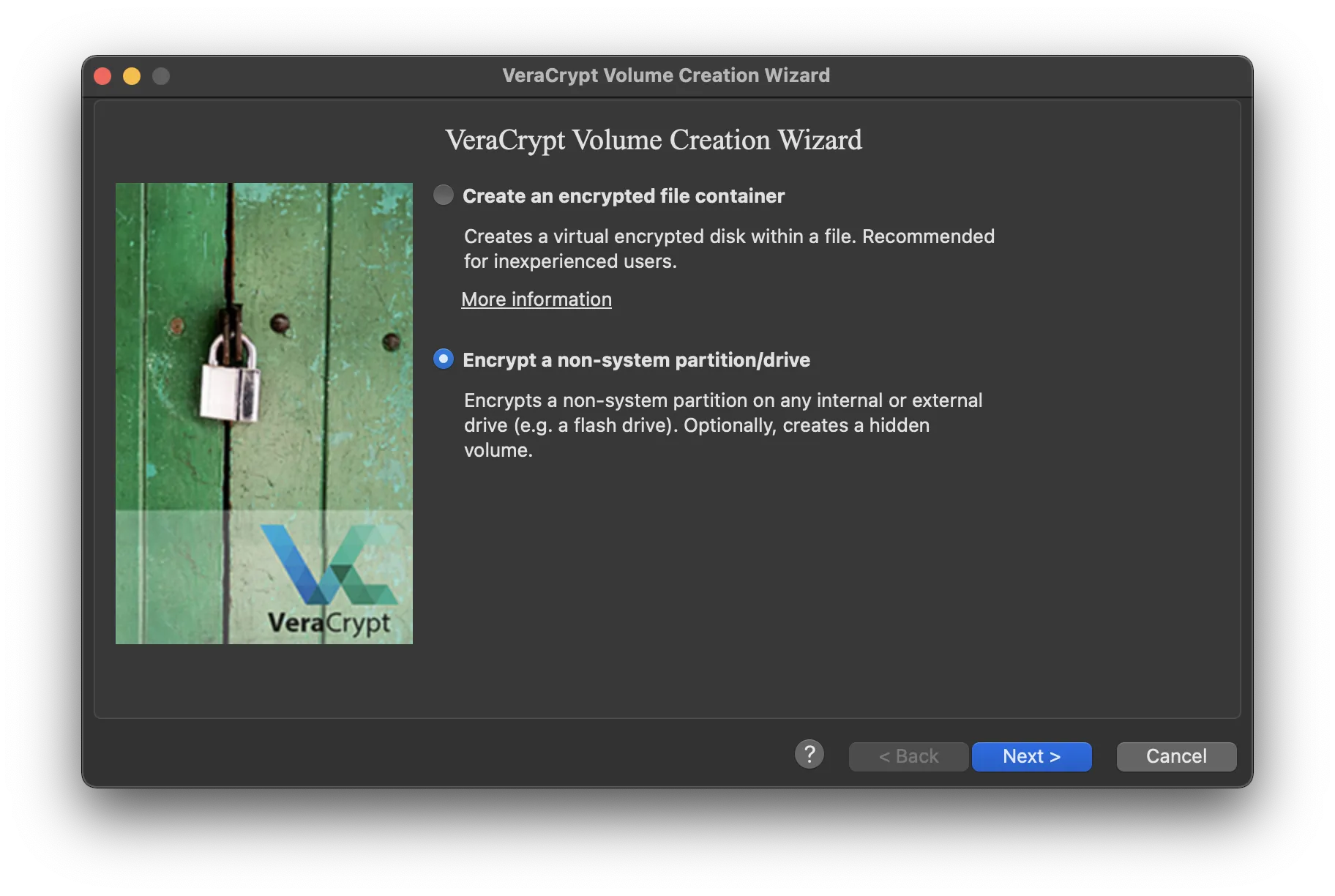 VeraCrypt create encrypted hidden volume on external drive