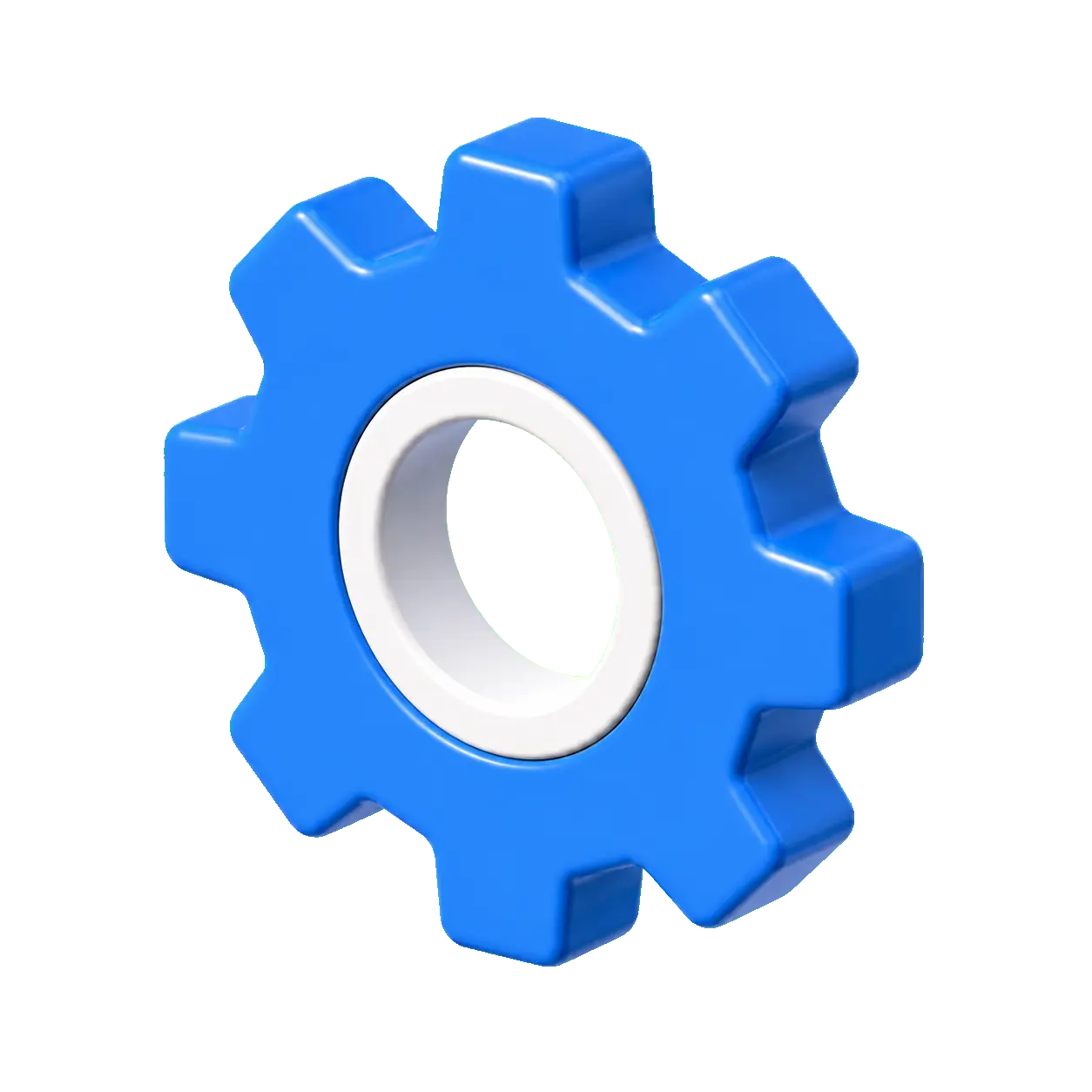 3D blue gear icon representing automation and technical configuration services