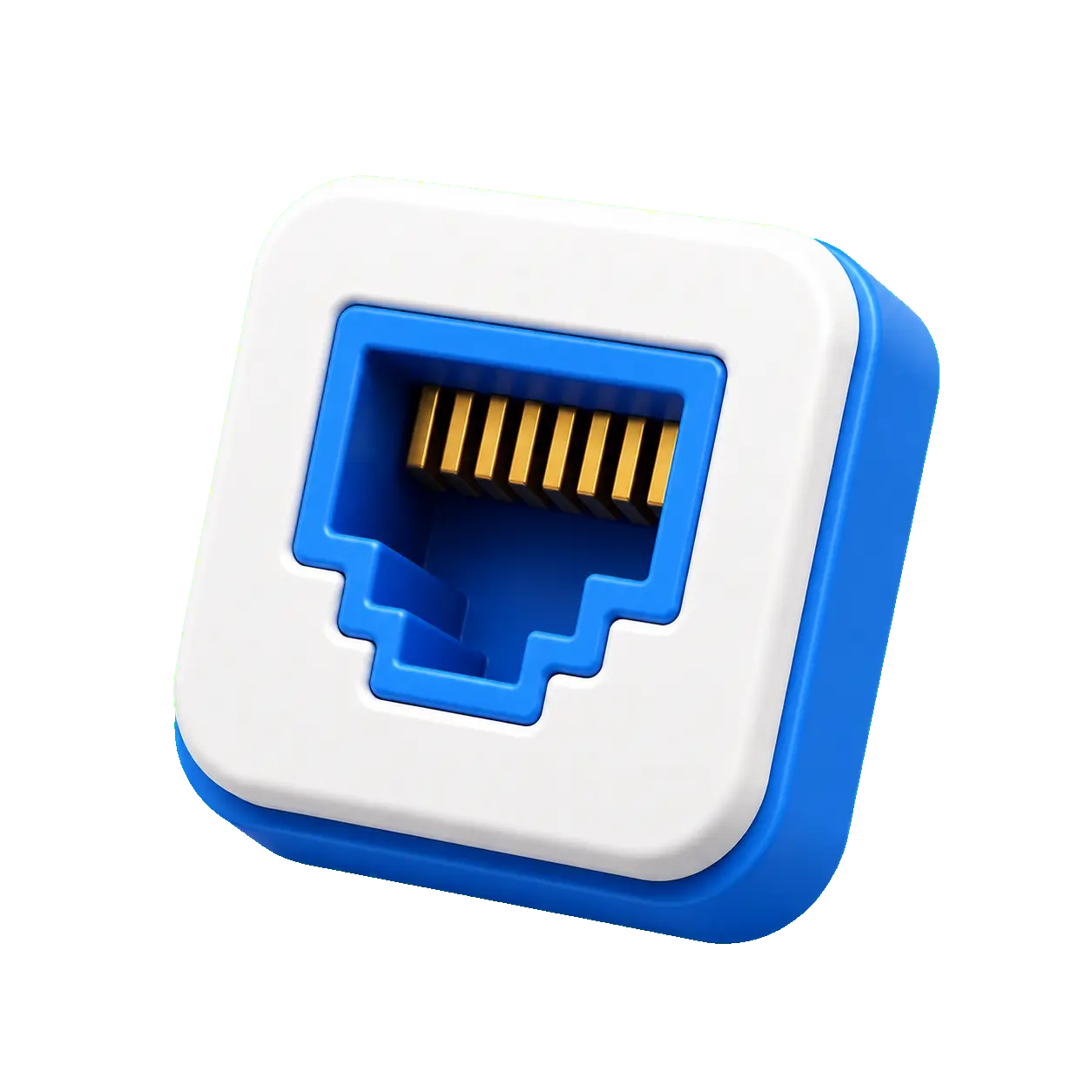 3D Ethernet port icon for network infrastructure and connectivity analysis